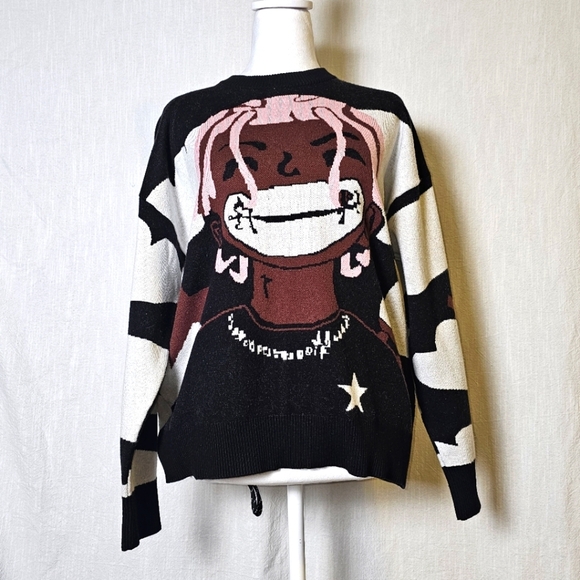 Latahuo Harajuku UZI Unisex Rockstar Hip Hop Anime Sz S Sweater Y2K Oversized - Picture 1 of 9